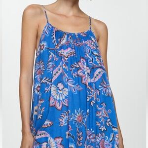 Mango Floral Blue Dress